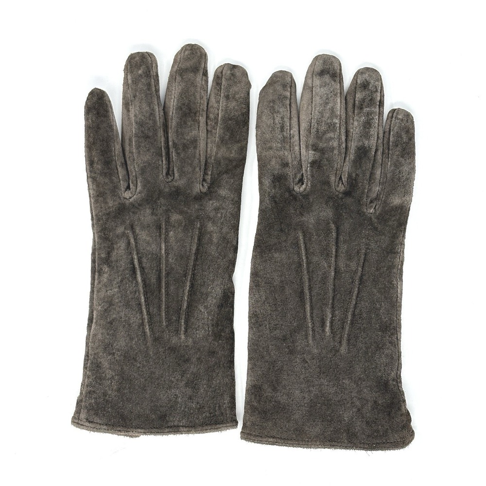 Aris Brown Suede Leather Gloves Size‎ Medium Black Fleece Lined